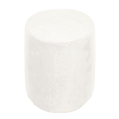 XGANGM Velvet Round Ottoman Stool Cover Stretch Pouffe Cover Round Small Storage Footstool Protector Cover Diameter 31/34/36/37cm Chair Slipcover Washable,White,37x42cm