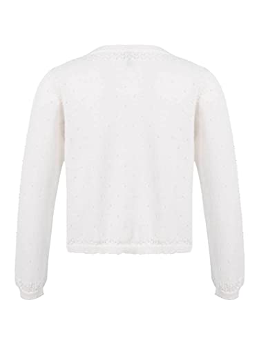White Kids Girls Long Sleeves Bolero Jacket Shrug Short Cardigan Sweater Dress Cover Up2