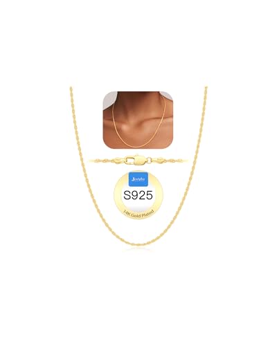 Jewlpire 14K Gold Plated Chain Necklace for Women, 1.5MM Rope Chain 14K Gold Plated Chain for Women Dainty & Sturdy Women's Chain Necklaces, 18 Inch
