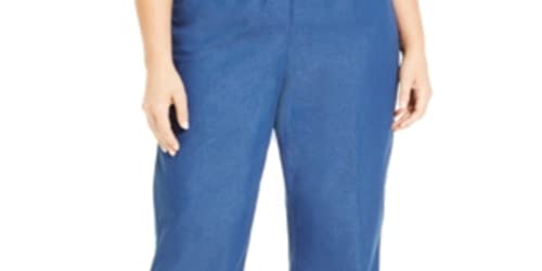 Alfred Dunner Womens Plus Denim Flat Front Casual Pants Blue 20W2
