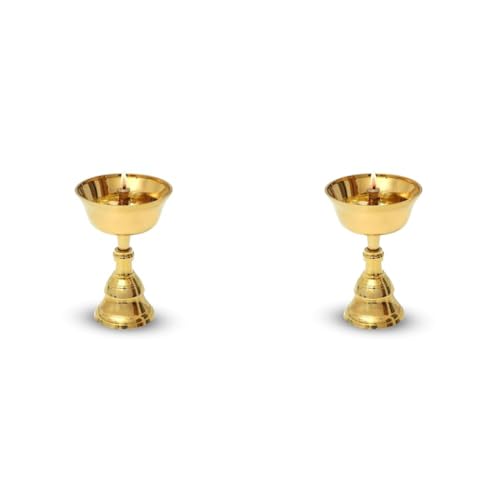 Shubhkart Nitya Akhand Narayan Diya - 110 gm | Brass Diya for Puja | Deepam Kundulu Jyot Diya Oil Lamp | Pooja Articles and Pooja Items for Home Temple (Height: 8.1 cm) (Pack of 2) (B0D819PL3T) Amazon Price History, Amazon Price Tracker