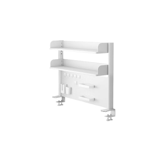 Serrure industrielle de 2 niveaux sur l'étagère de bureau, support de stockage vertical pour moniteur, organisateur d'économie d'espace avec panneau arrière, aucune installation de forage pour l'insta