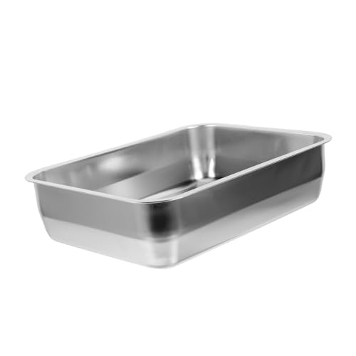 HEALLILY Bandeja de acero inoxidable para asar carne de pescado, bandeja rectangular para cocinas de inducción, bandeja de servir resistente para uso doméstico y restaurante