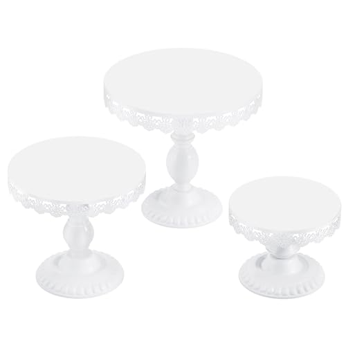 VMFKPNR 3-Piece White Lace-Edge Cake Stand Set