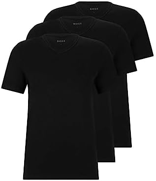 BOSS mens 3-pack V-neck Regular Fit Short Sleeve T-shirts Underwear, Black, XX-Large US