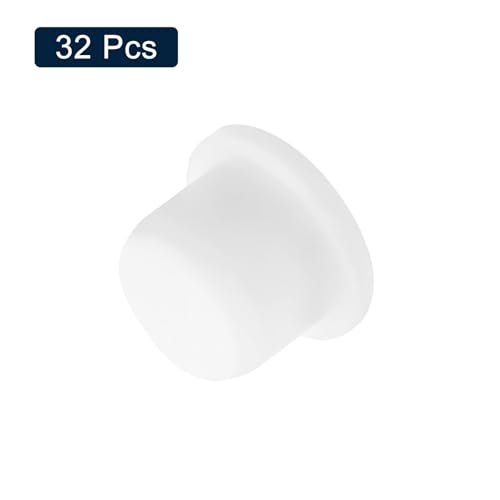 Image of uxcell 32 Pieces White Rubber Stopper, 14mm Plug Holes for 13.5-13.8mm /0.53-0.54 inch Hole