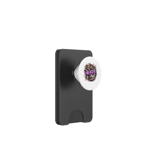 Musicien Collage de Musique Microphones Instruments Violet PopSockets PopWallet pour MagSafe