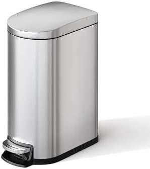 GarveeHome 10 Liter badezimmer mülleimer aus Edelstahl mit Deckel, schlankes und wasserdichtes Design, kleiner fußbetätigter Mülleimer Bad mit Inneneimer, Griff an der Rückseite, S
