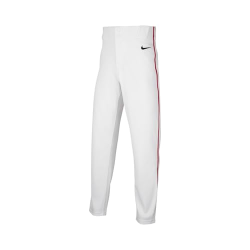 Nike Vapor Select 2 Big Kids' Piped Baseball Pants (DX9171-102, White/University Red/Black) Size Medium