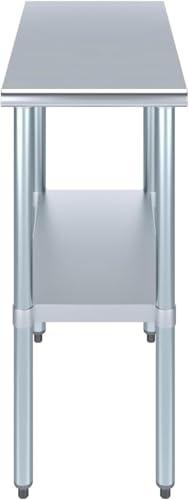 Express KitchQuip NSF Certified Heavy Duty Stainless Steel Prep Table for Home & Commercial Use with Galvanized Shelf, Legs, & Optional Wheels