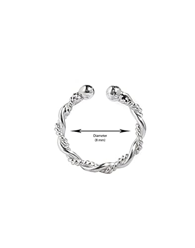 abhooshan Pure 92.5 Sterling Silver Designer Press On Nose Ring - No Piercing required - Clip-On. Stylish and Latest Body Jewelry for Septum Couch Helix