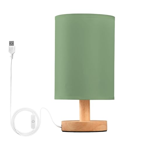 RunningBear Sage Green Table Lamp for Bedroom Desk Lamp with USB for Living Room Bedroom