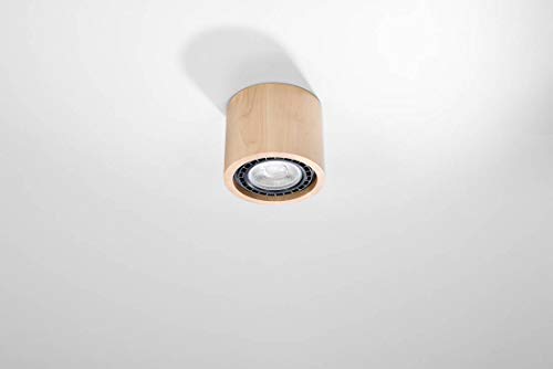 Plafonnier géométrique minimaliste SOLLUX en bois naturel pour ampoule LED - 3