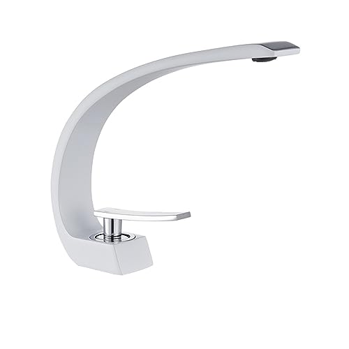 Mitigeur de lavabo cascade blanc et chrome pour vasque à poser moderne - 2