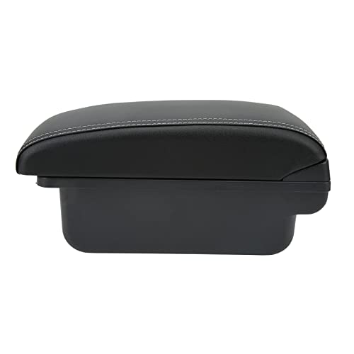 Consola central con reposabrazos negro de cuero artificial para viajes en coche 4