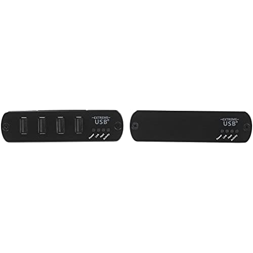 Image of StarTech.com 4 Port USB 2.0 Extender Hub Over Cat5e /Cat6 Ethernet Cable (RJ45) - 330ft /100m Industrial Metal USB Extender Adapter Kit w /ESD Protection - Externally Powered - 480 Mbps (USB2004EXT2NA)