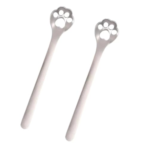 2pc silver Cat Paw Coffee Spoons, Cute Cat Paw Stainless Steel Teaspoons, Sugar, Coffee, Cake, Dessert, Ice Cream Spoon Stirring Spoon
