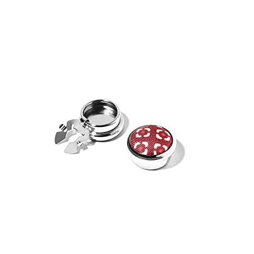 BRERA67 Cubre Botones y Gemelos para Camisa de Hombre, Made in Italy - Button Cover, Gemelos de Boda Burdeos Geométrico - Plata, Complementos Elegantes y Originales para Caballero