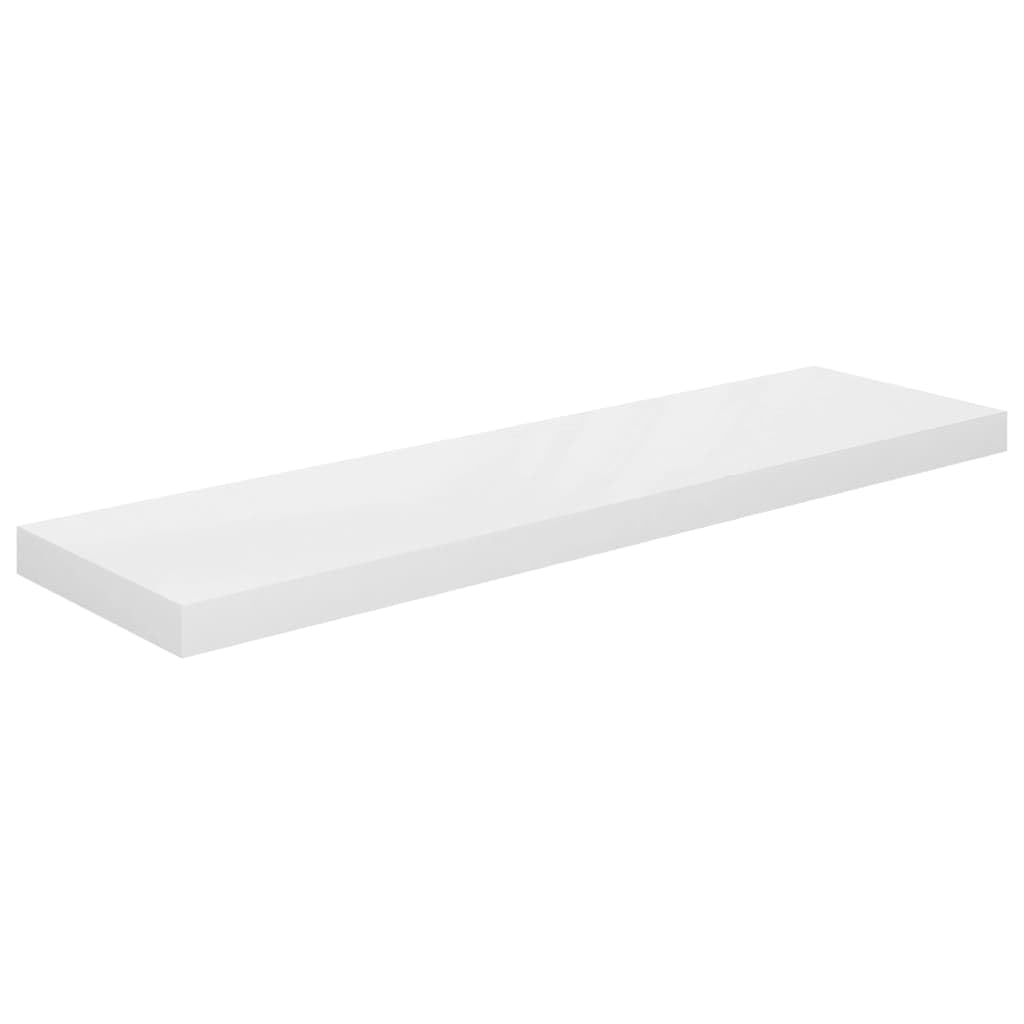 vidaXL Modern Floating Wall Shelf in High Gloss White, 35.4"x9.3"x1.5" | Durable Honeycomb MDF and Metal Frame | Easy Assembly | Versatile Display for Home Decor