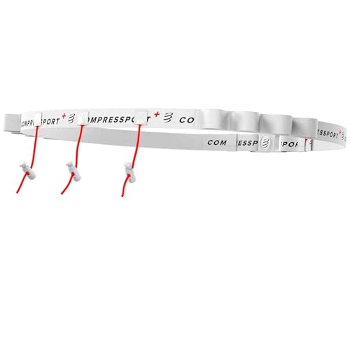 Compressport - Ceinture Porte-Dossard - Race Belt - Course à Pied, Vélo - Entièrement Ajustable et Fonctionnel - Ideal pour Transporter vos Gels, Blanc