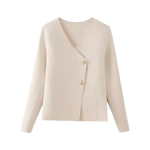 Women Knitted Cardigan Sweater V-Neck Asymmetrical Coat Stretch Cardigan