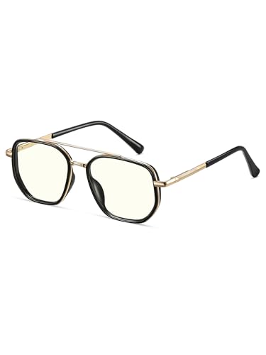Image of kimorn Blue Light Blocking Aviator Glasses for Women Men | Clear Lens, TR90 Metal Frame, UV400, Office Gaming