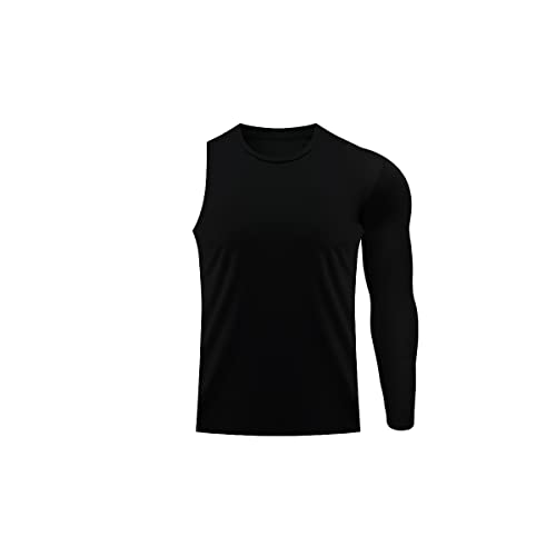 Men's Athletic Single Sleeve One Arm 1/2 Compression Shirt Sports Tight Base Layer Workout Underwear Active (Black-Left-Long,Large,Large)