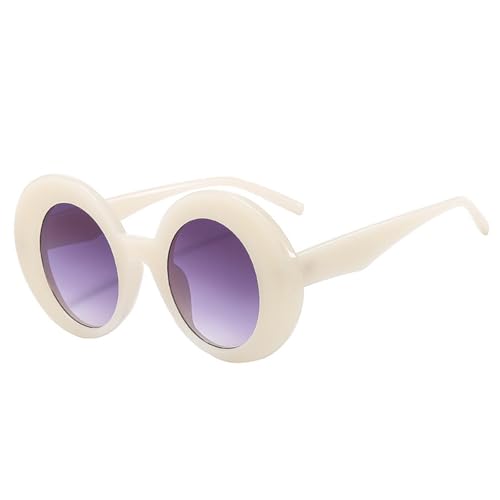 Lunettes de soleil ovales rétro blanc gelé pour un style festival branché