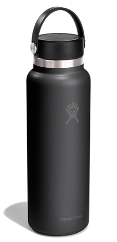 Image of Hydro Flask Water Bottle - Insulated Stainless Steel - Wide Mouth Flex Lid, Non Spill, Leakproof and Refillable in 40 Oz Tonal Black
