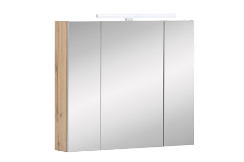 Schildmeyer Spiegelschrank Duo 146541, Eiche Landhaus Dekor, 80 x 16 x 74,7 cm