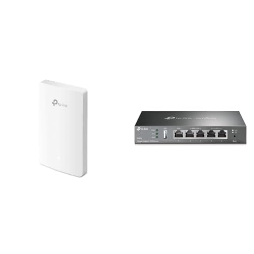 TP-Link EAP615-Wall AX1800 Dual-Band Wi-Fi 6 Accesspoint & ER605 5 Port Dual/Multiple WAN VPN Router