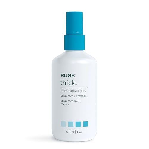 RUSK Designer Collection Thick Body and Texture Amplifier Spray, 6 Fl Oz, For Fine, Limp, Flat or Lazy Hair Types - Contains Wheat Protein, Adds Strength, Texture, Volume & Moisture