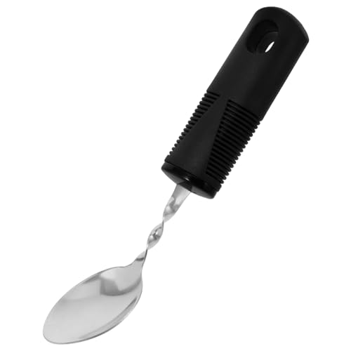 HOLIDYOYO Weighted Utensil Set Bendable Spoon Grip Adaptive Elderly Food Aid Silverware for Hand Stainless Steel Portable