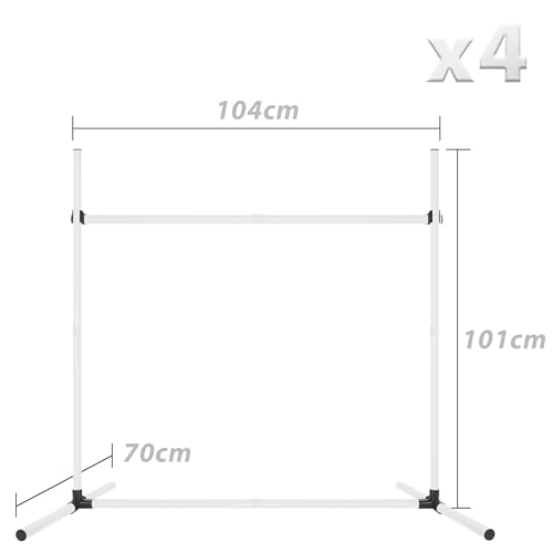 ORHEYA Agility Set Hunde Hürdenset Slalom Stangen Agility Ausrüstung für Hundetraining mit 4 x Hürden Höhenverstellbar, 104x70x101cm, Weiß