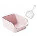 Leefasy Cat Toilet Sand Box Open Cats Cat Litter Container High Sided Easy Carry Kitty Litter Pan Cat Cat Toilet, Pink
