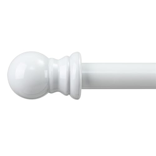 Tringle Rideau avec Embouts Ronds, Extensible 76-145cm, de Type Tringle de Tension Robuste et Durable, Blanc