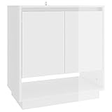 Wakects Mueble de Almacenamiento, 2 Puertas Mueble Aparador Alto Brillo Blanco para Cocina