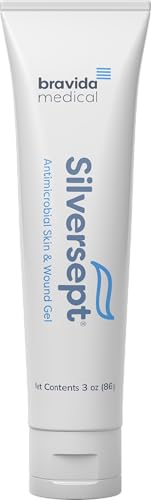Silver-Sept Silver Skin and Wound Gel, 3 oz. Tube for Foot and Leg Ulcer Treatment, 1st and 2nd Degree Burn Care