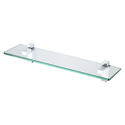 KES 50CM Glass Bathroom Shelf with Bracket Cover
