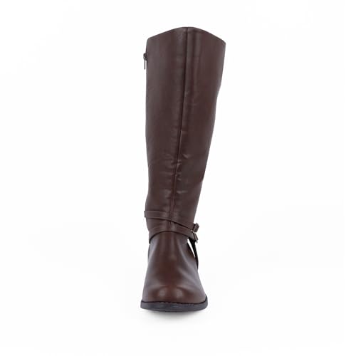 Extra Wide Calf Knee High Boots for Women, Flat Low Heel Side Zipper Tall Riding Boots Plus Size4