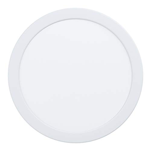 EGLO LED Einbaustrahler Fueva 5, Ø 21,6 cm, LED Spot dimmbar aus Stahl und einer Kunststoff Leuchtfläche, LED Einbauleuchte in Weiß, Einbaustrahler LED flach, geringe Einbautiefe 26 mm, warmweiß
