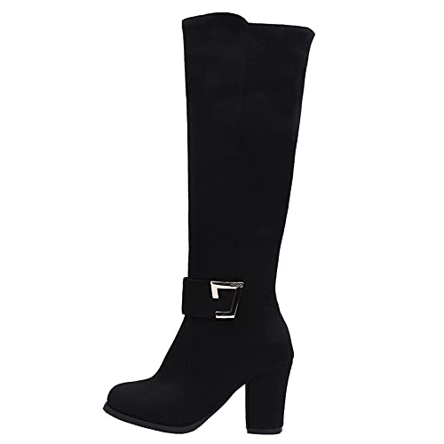 Women's Block Heel Long Boots Solid Color Knee High Boots2