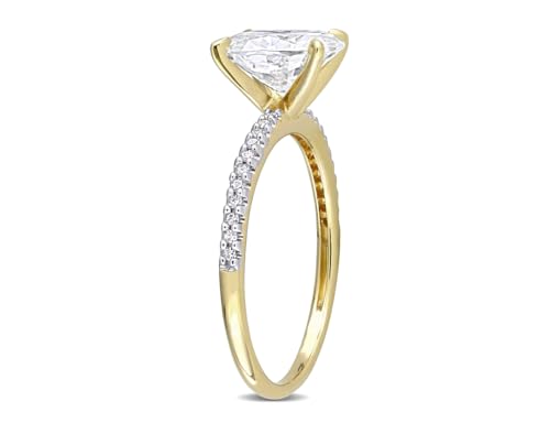 2.00 Carat (ctw) Lab-Created Oval Moissanite Solitaire Engagement Ring 14K Yellow Gold with Diamonds4