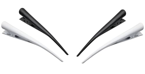 Pair of Black and White Enamel Hair Beak Concorde Clips Slides 12.5cm (5