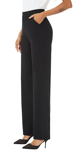 Womens High Waist Wide Straight Leg Trousers Casual Slacks Dress Pants with Pockets4