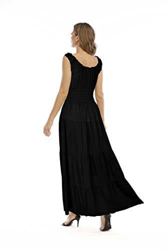Image of OSTOO Women's 2026 Summer Boho Floral Print Tiered Casual Flowy Long Maxi Dress