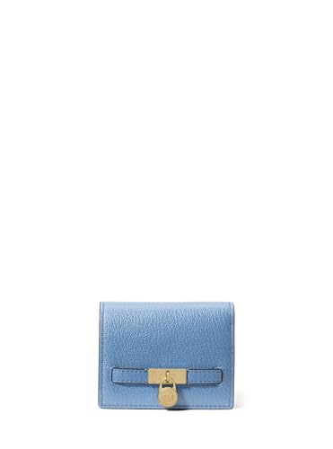 Michael Kors Carteira compacta pequena Hamilton, ferragens douradas/couro urbino/azul francês