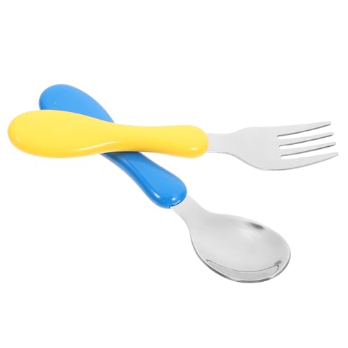 PRETYZOOM Stainless Steel Toddler Fork and Spoon Set Kids Travel Utensils Case Baby Eating Utensils for Home and Outdoor Use