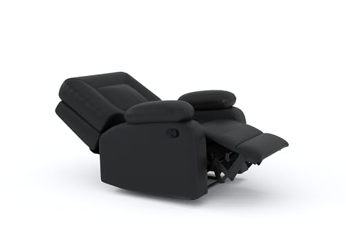 Image of Amazon Brand - Solimo Elysium | Single Seater Sofa Recliner | Manual Recliner (Leatherette Black)