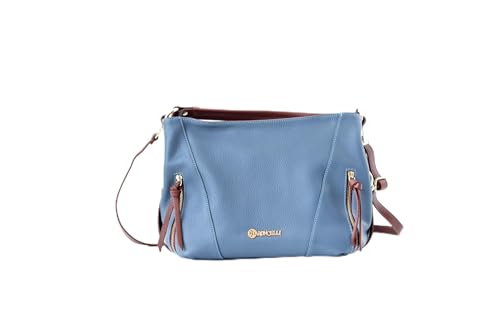 Image of Baroncelli Medium Italian Leather Tote Bag for Women - Pebbled Genuine Leather Handbag with Zipper - Made in Italy